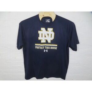 Notre Dame Fighting Irish Shirt Mens 3XL Blue Under Armour Football Performance